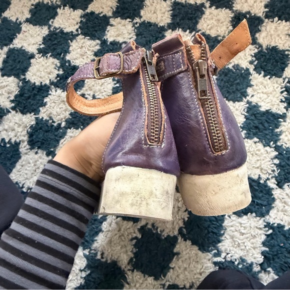 BED STU Carroll Purple Rustic Platform Leather Zip Back Sandal Size 9.5 - Picture 7 of 8